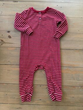Nordstrom Red Striped One-Piece Long Sleeve Romper - 18 Months